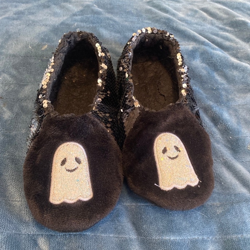 Target Black Sequin Ghost Slippers